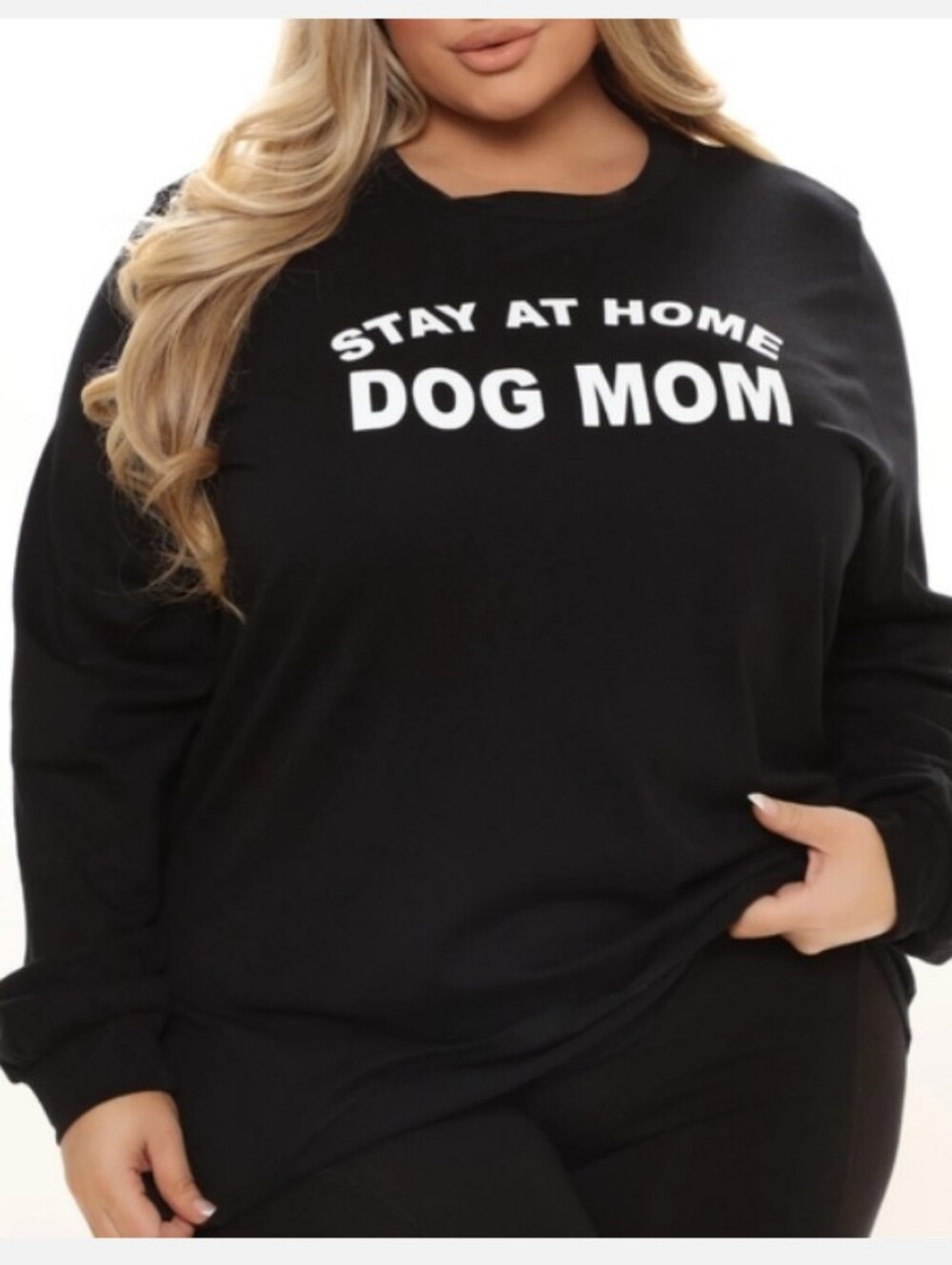 Fashion Nova "Stay At Home Dog Mom" Black Graphic Tee - 1X